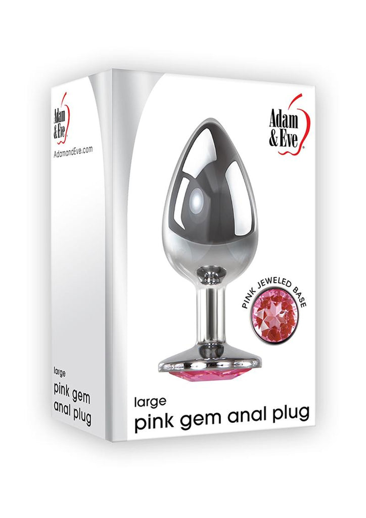 Adam and Eve Pink Gem Aluminum Anal Plug - Metal/Pink - Large