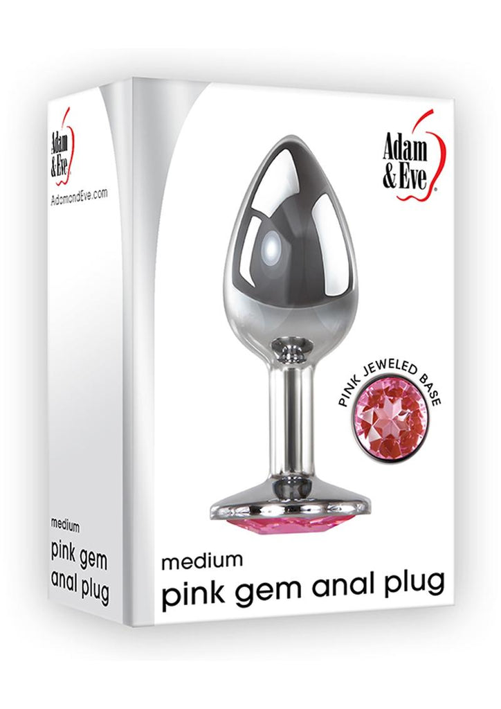 Adam and Eve Pink Gem Aluminum Anal Plug - Metal/Pink - Medium
