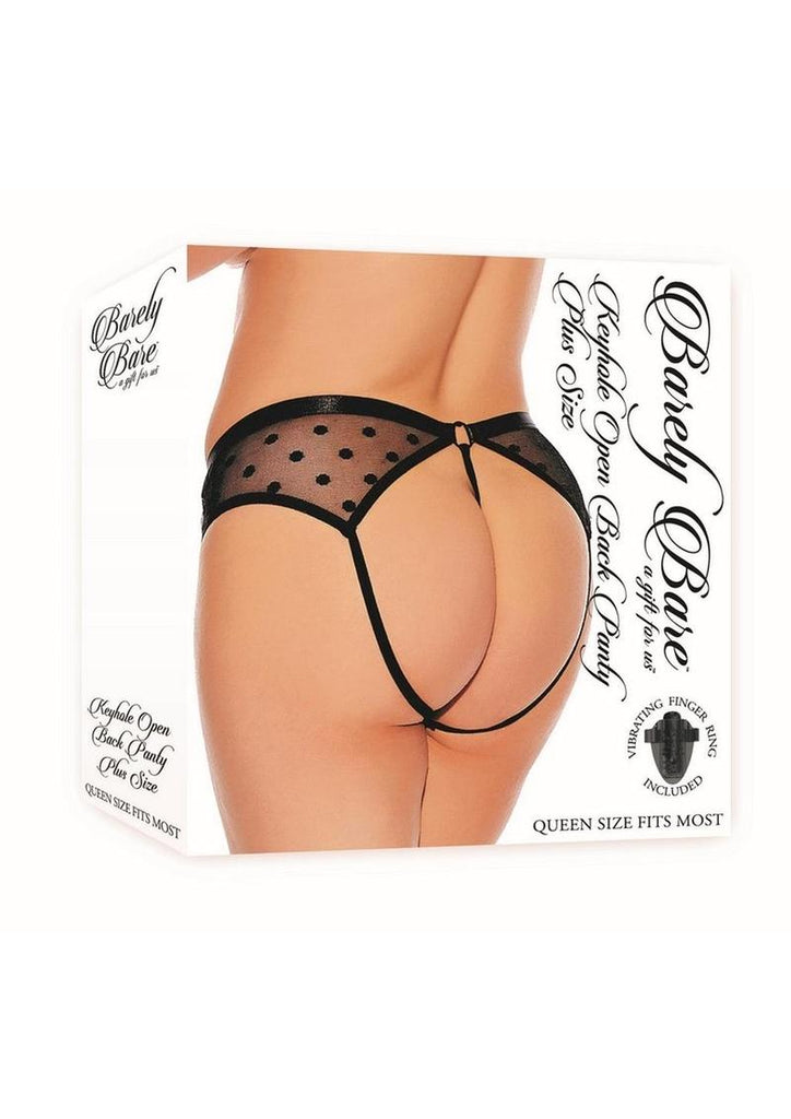 Barely Bare Keyhole Open Back Panty - Black - Plus Size/Queen