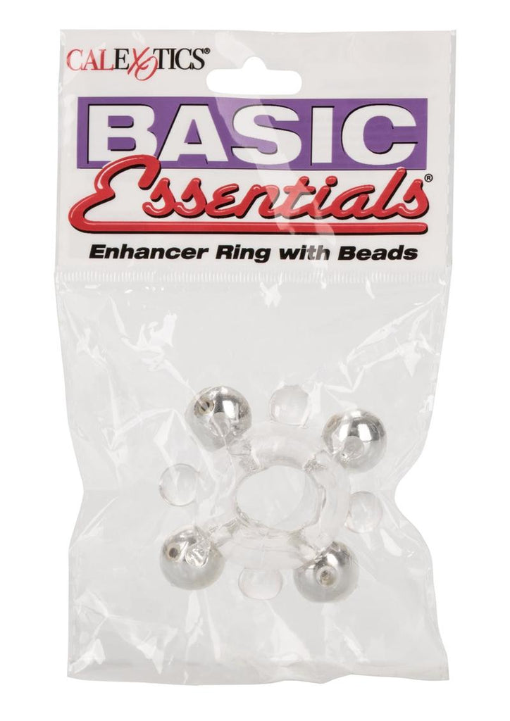 Basic Essentials Enhancer Cock Ring with Beads - Clear