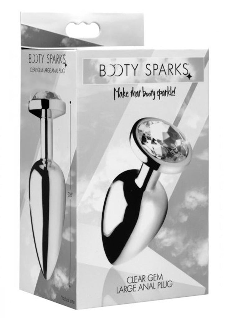 Booty Sparks Clear Gem Large Anal Plug - Clear/Metal - Large