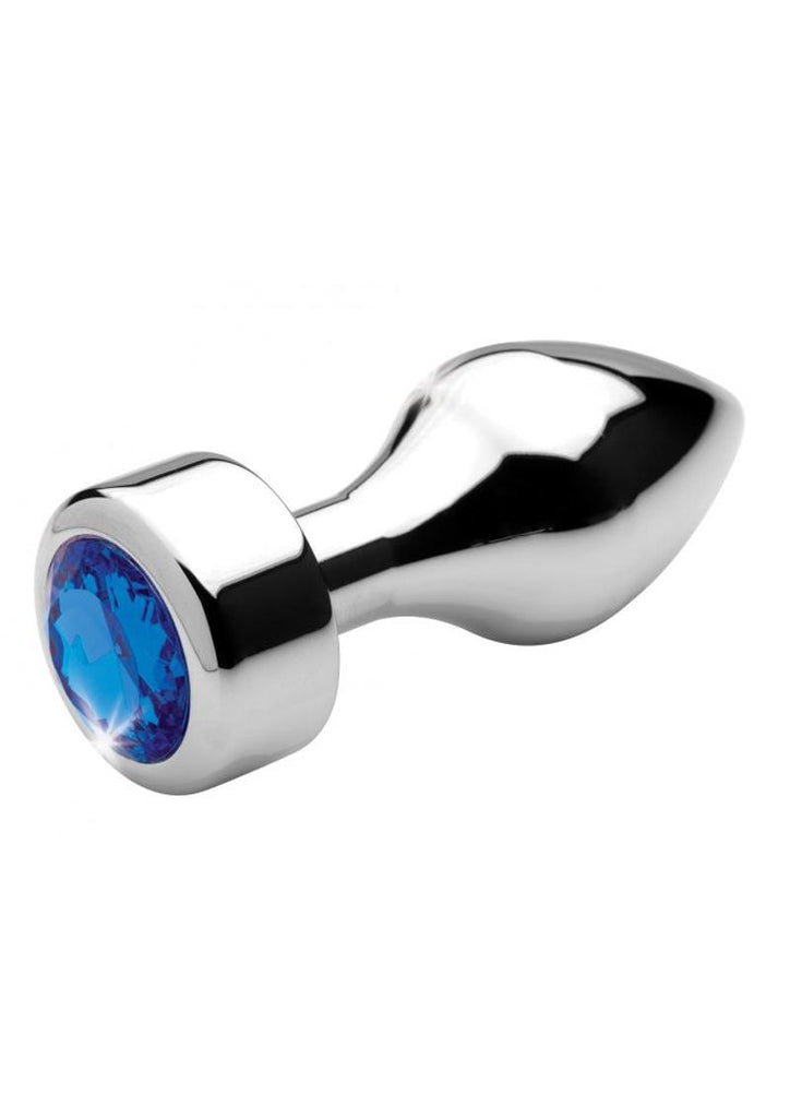 Booty Sparks Weighted Base Aluminum Plug Gem - Blue/Metal - Medium