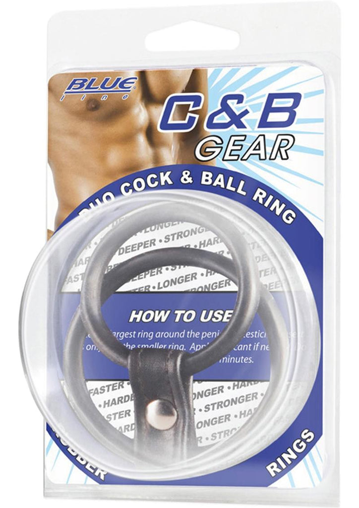 C and B Gear Duo Cock and Ball Ring Adjustable Cock Ring - Black