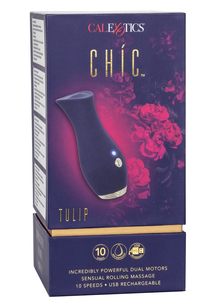 Chic Tulip Silicone Rechargeable Massager - Blue