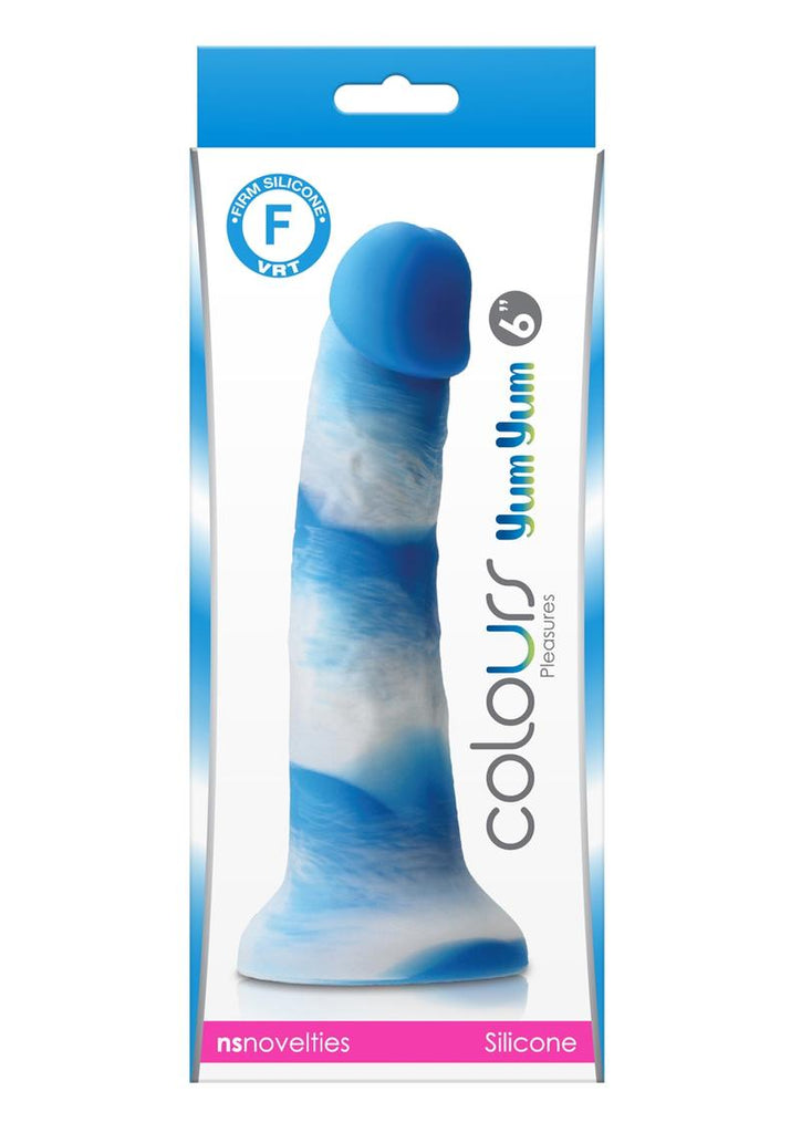 Colours Pleasures Yum Yum Silicone Dildo - Blue/White - 6in