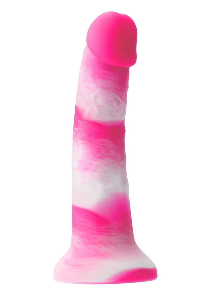 Colours Pleasures Yum Yum Silicone Dildo - Pink/White - 6in