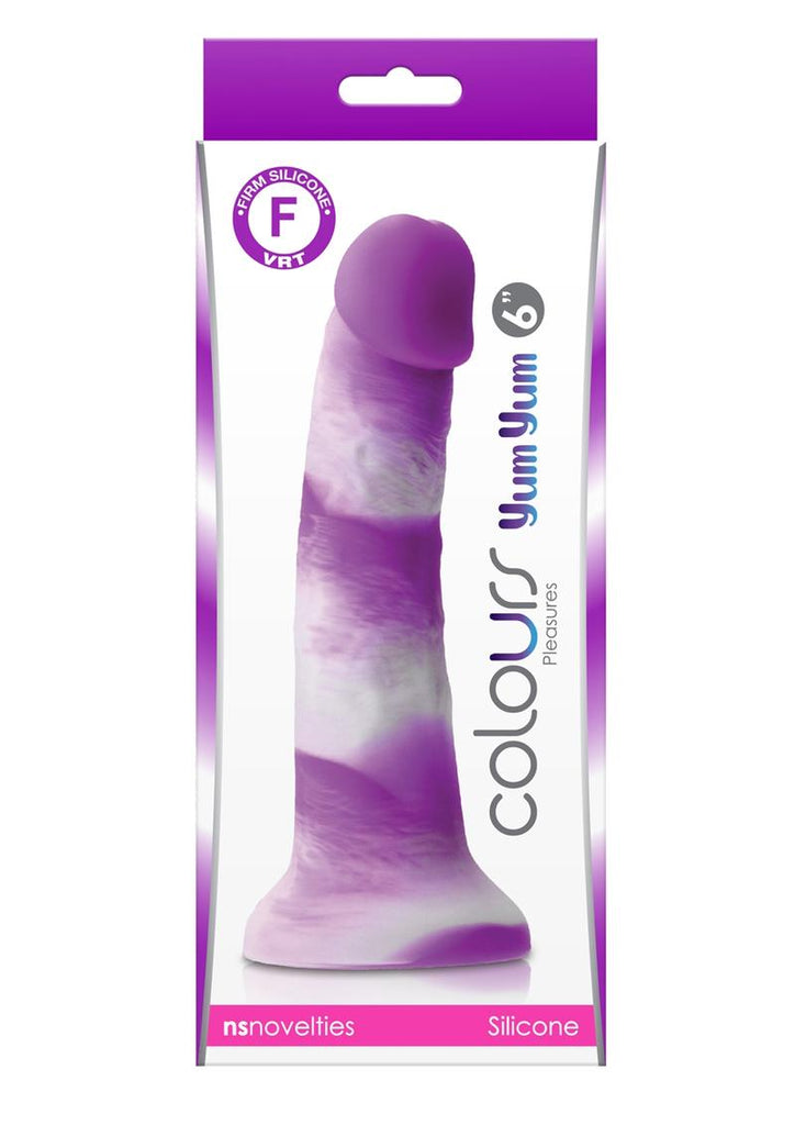 Colours Pleasures Yum Yum Silicone Dildo - Purple/White - 6in