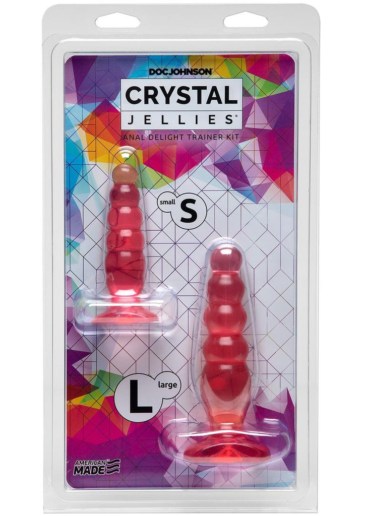 Crystal Jellies Anal Delight Trainer - Pink - Large/Small - 2 Piece Kit