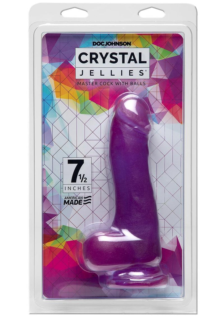 Crystal Jellies Master Dildo with Balls - Purple - 7.5in