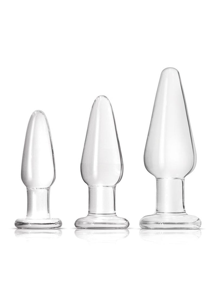 Crystal Premium Glass Trainer Kit Butt Plug - Clear - Set