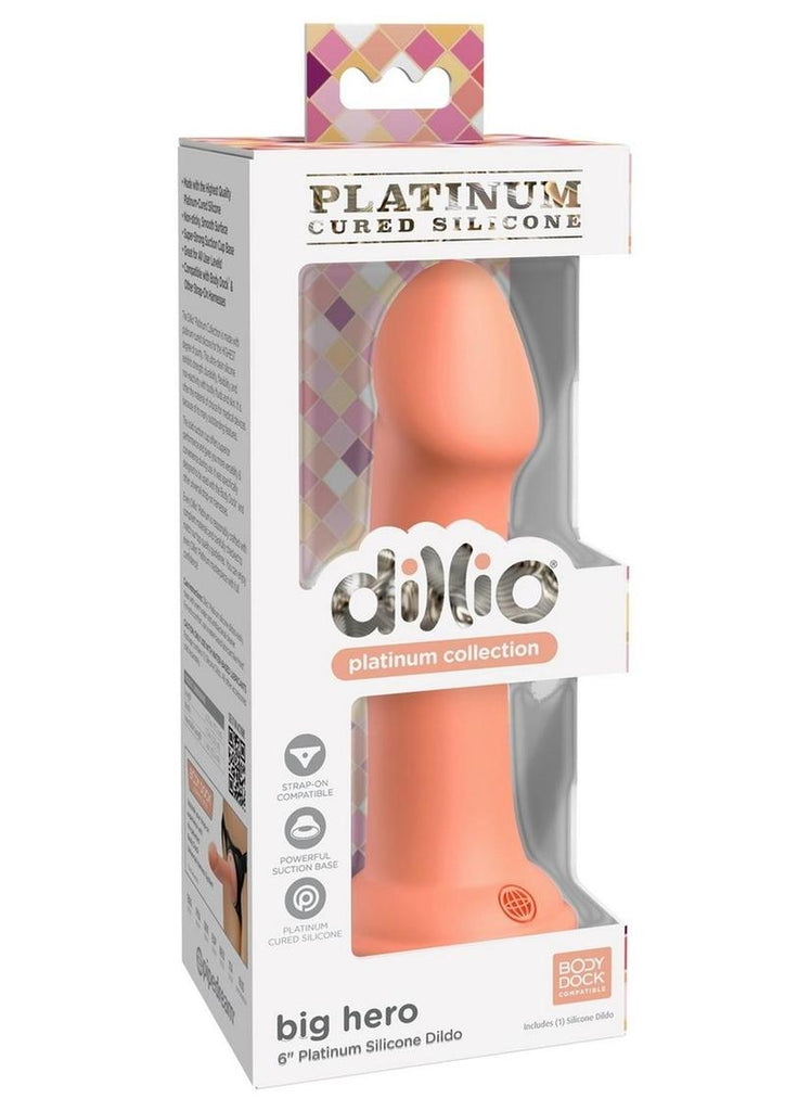 Dillio Platinum Big Hero Silicone Dildo - Orange - 6in