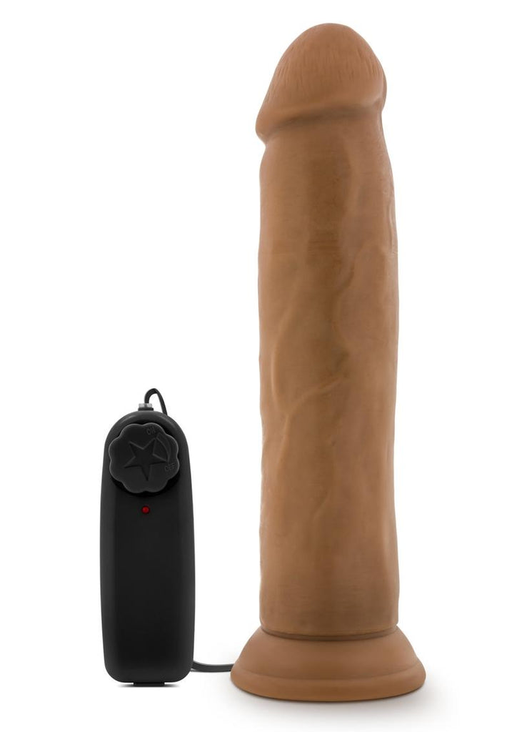 Dr. Skin Dr. Throb Vibrating Dildo with Remote Control - Brown/Caramel - 9.5in