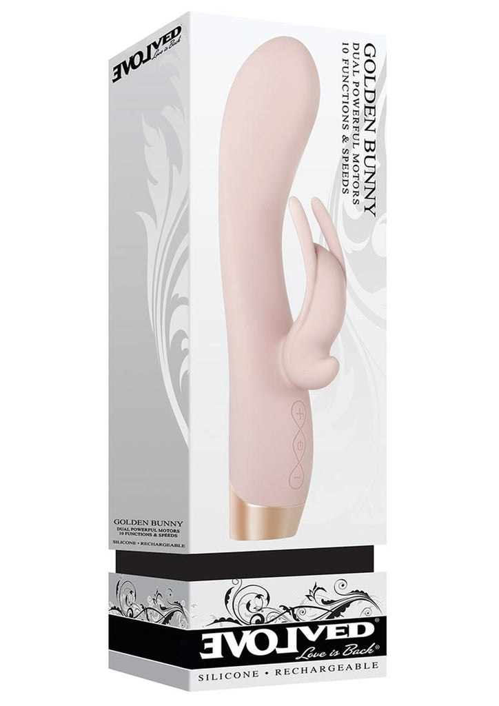 Golden Bunny Rechargeable Silicone Vibrator with Dual Motors - Rose Gold