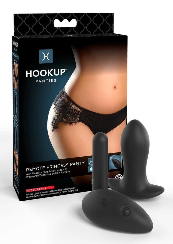 Hookup Panties Silicone Rechargeable Princess Panty Vibe with Remote Control - Sm - Black - One Size