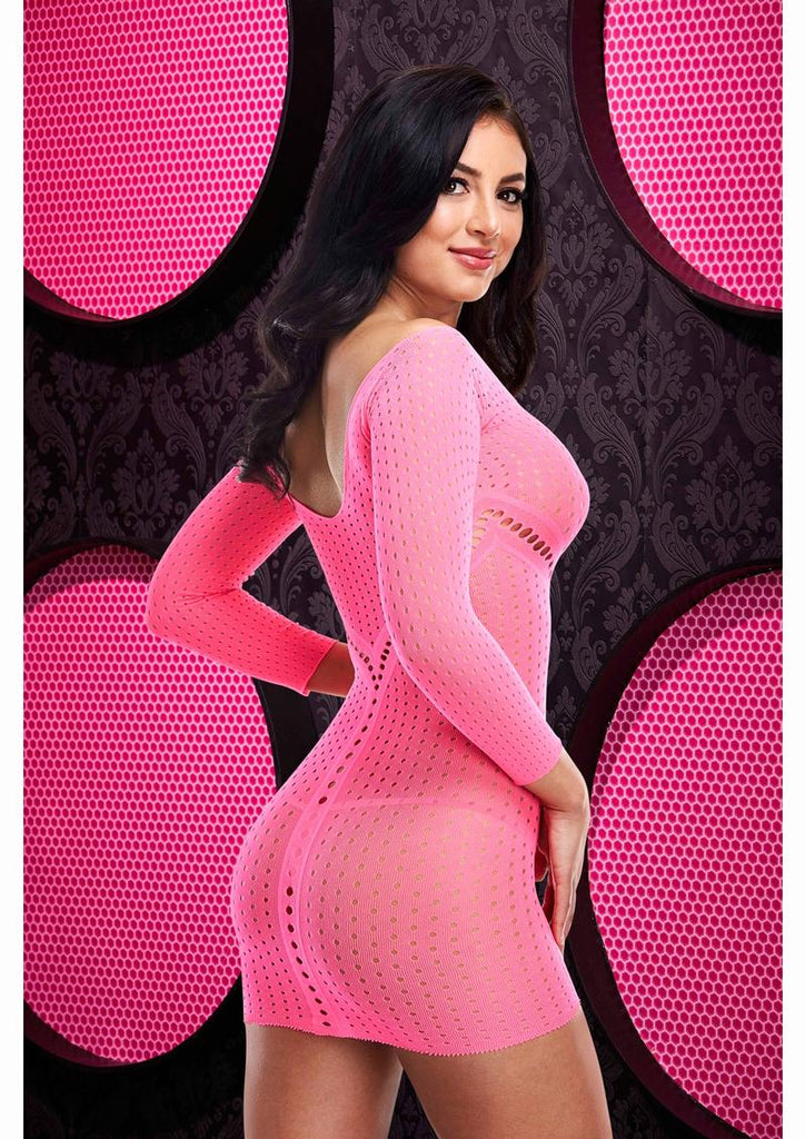 Jacquard Mini Dress - Hot Pink/Pink - One Size