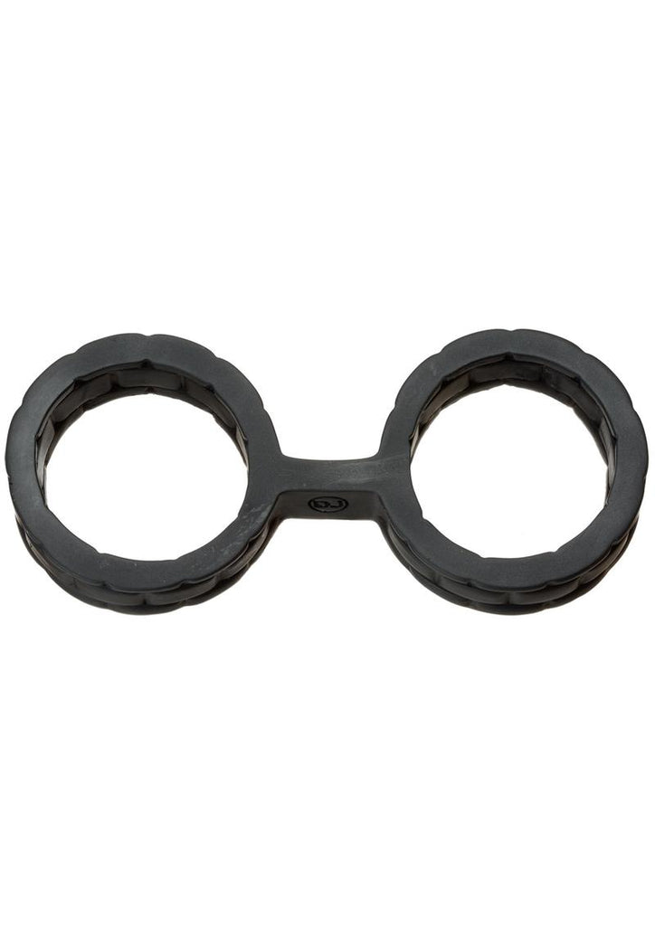 Japanese Style Bondage Silicone Cuffs - Black - Large - 6.9in