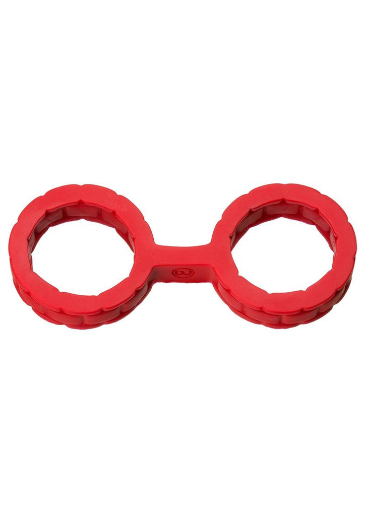 Japanese Style Bondage Silicone Cuffs - Red - Small - 6.4in