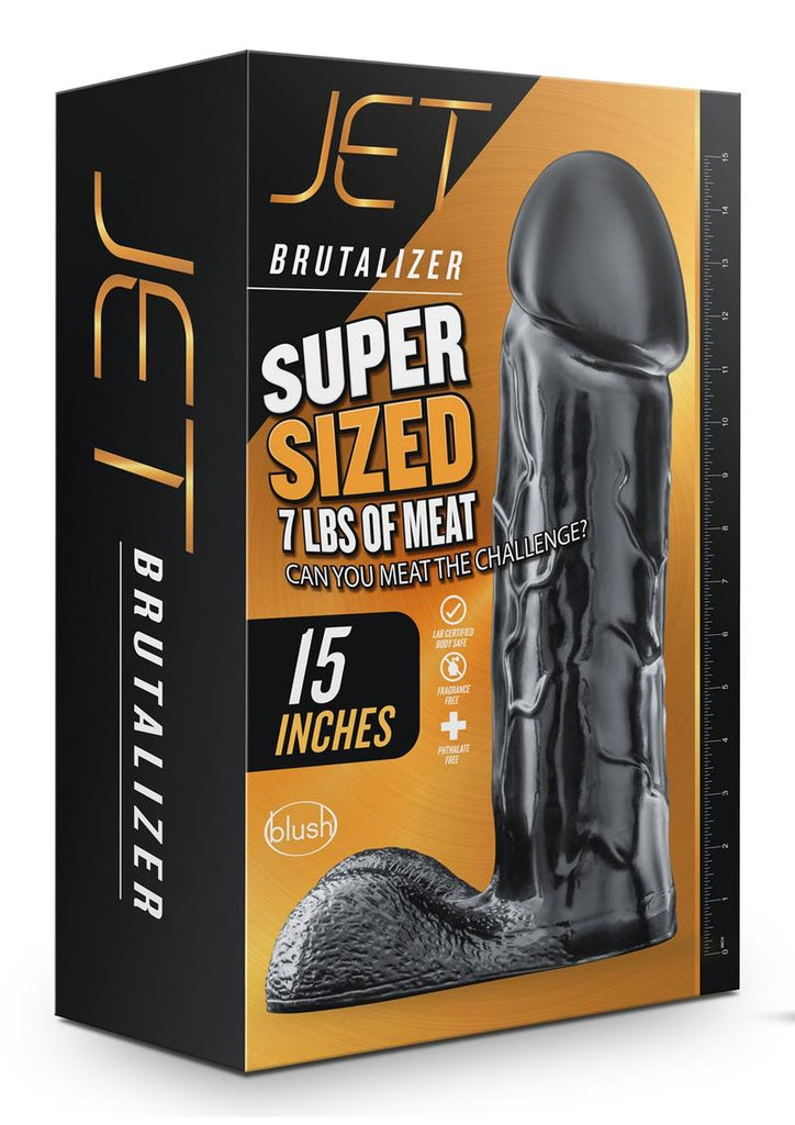 Jet Brutalizer Dildo with Balls - Black - XLarge - 15in