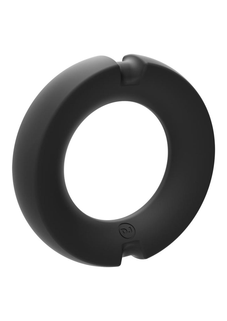 Kink Stretchable Silicone-Covered Metal Cock Ring - Black - Medium - 45mm