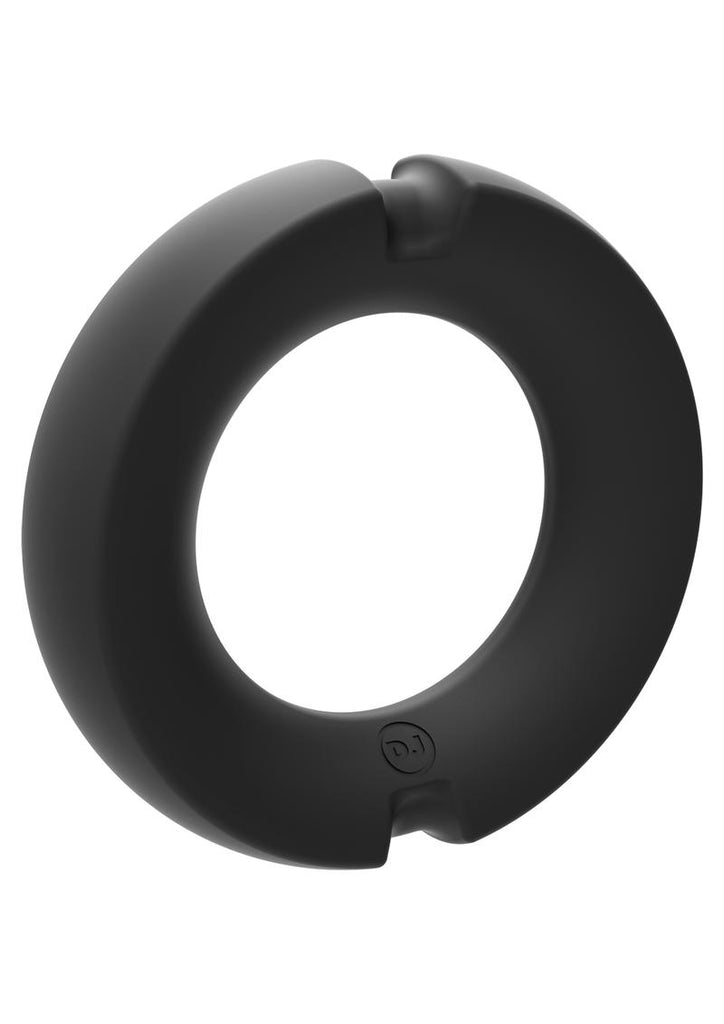 Kink Stretchable Silicone-Covered Metal Cock Ring - Black - Large - 50mm