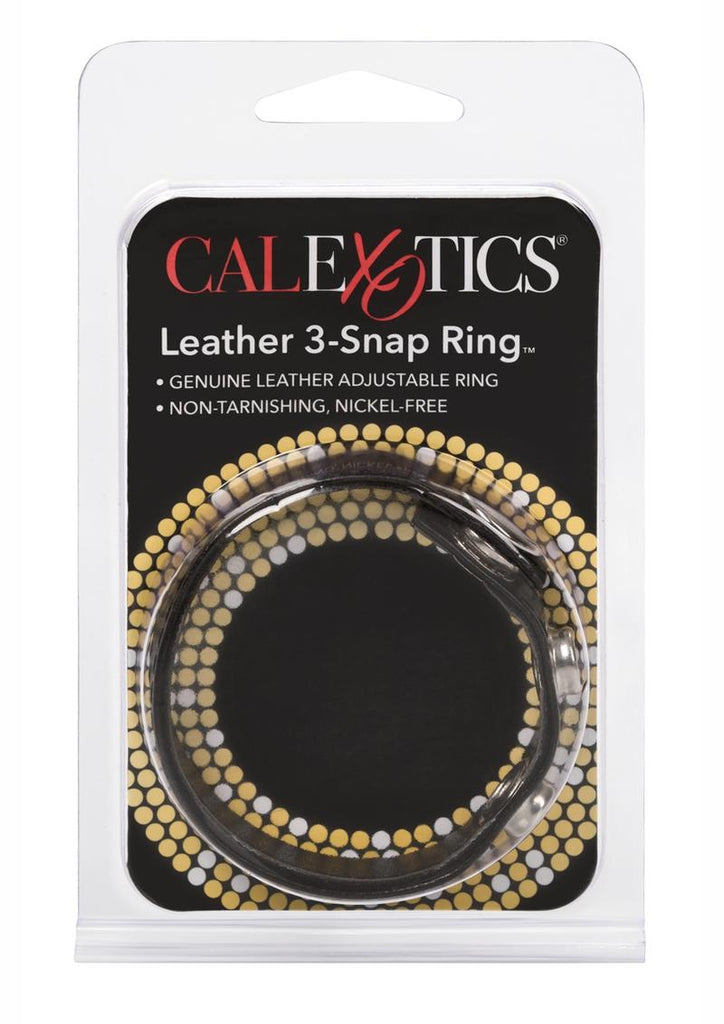 Leather 3 Snap Ring Cock - Black