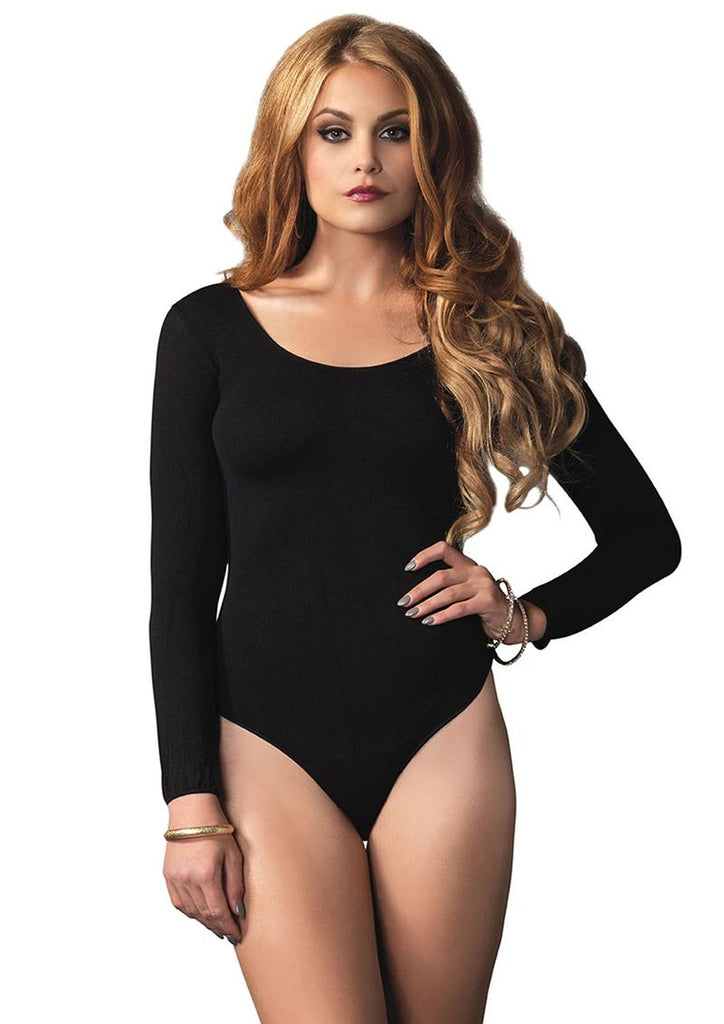 Leg Avenue 140d Opaque Long Sleeved Bodysuit - Black - One Size