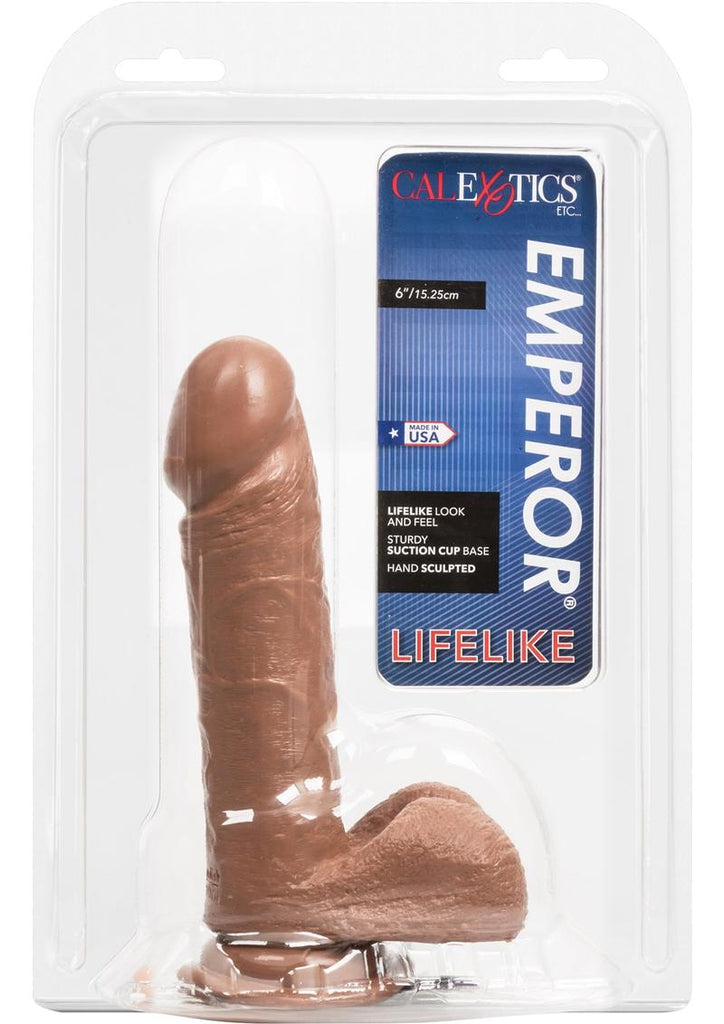 Lifelike Emperor Dildo with Balls - Brown/Chocolate - 6in