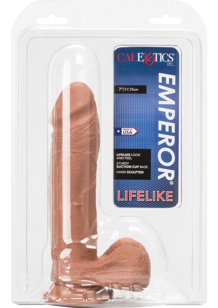 Lifelike Emperor Dildo with Balls - Brown/Chocolate - 7in