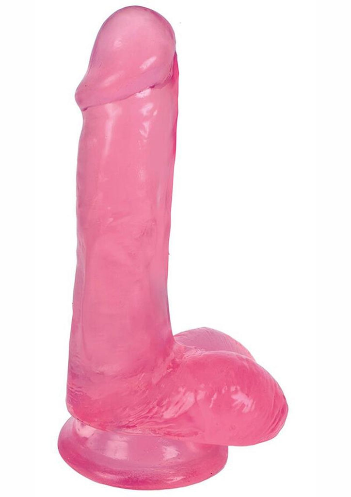 Lollipop Slim Stick Dildo with Balls - Cherry Ice - 6in