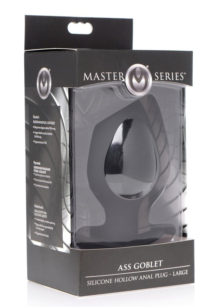 Master Series Silicone Hollow Anal Plug - Black - Large