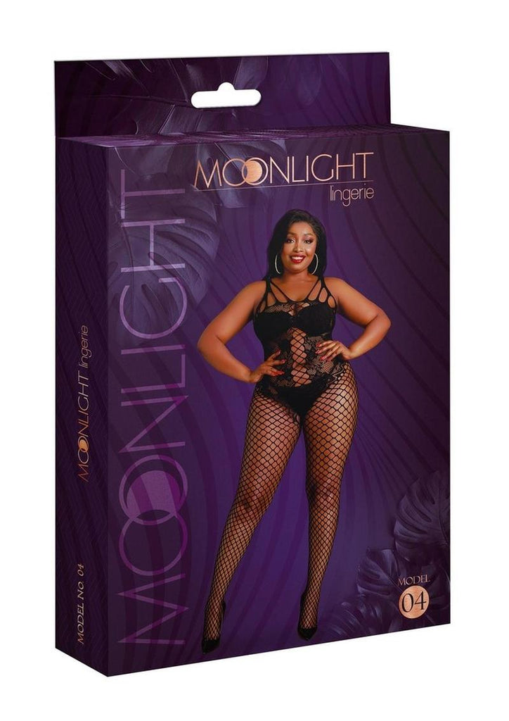 Moonlight Model 04 Bodystocking - Black - Plus Size/Queen