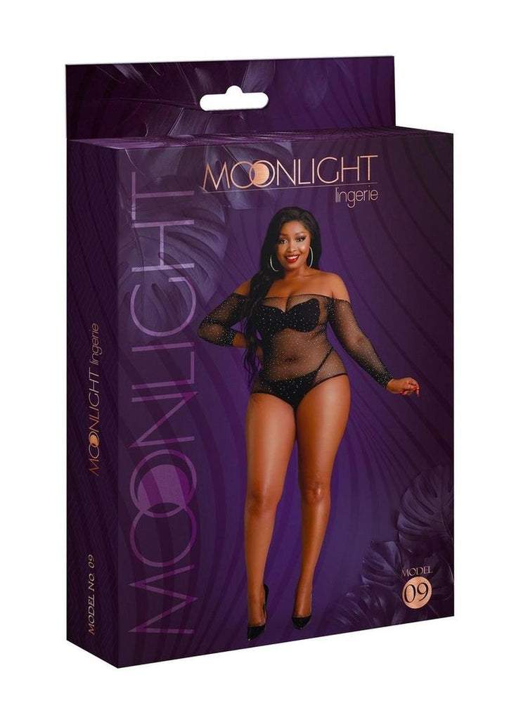 Moonlight Model 09 Bodystocking - Black - Plus Size/Queen