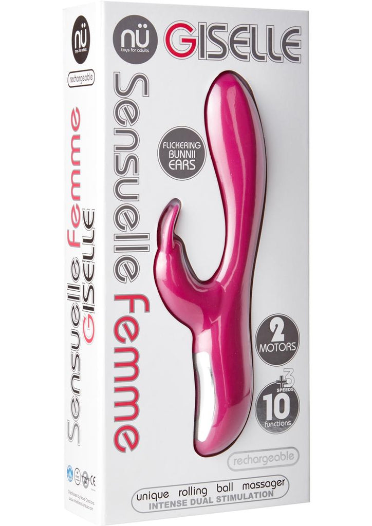 Nu Sensuelle Giselle Rechargeable Silicone G-Spot and Rabbit Vibrator - Magenta/Pink
