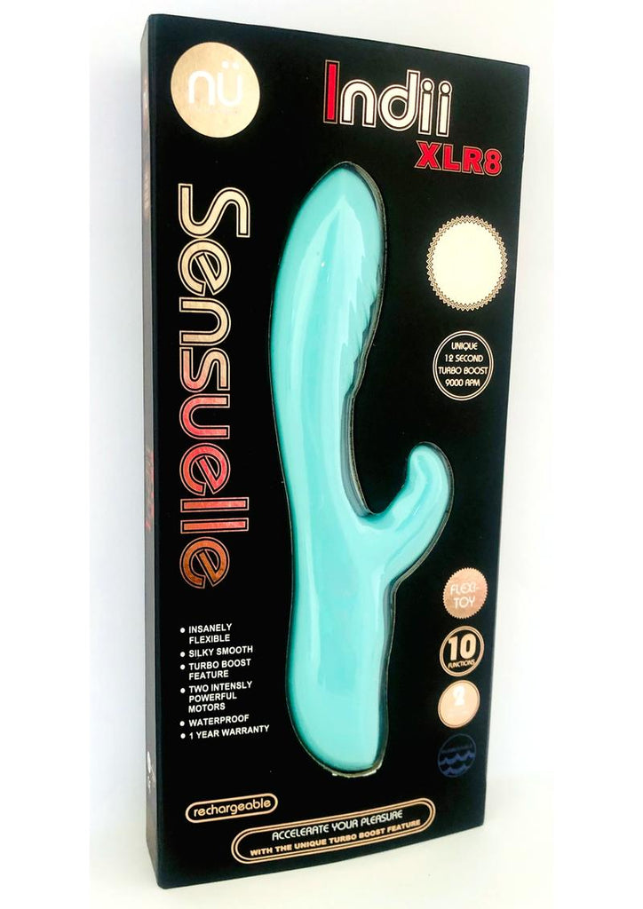 Nu Sensuelle Indii Xlr8 Rechargeable Silicone G-Spot Rabbit Vibrator - Blue/Electric Blue