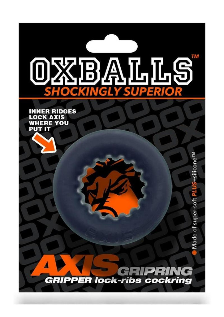 Oxballs Axis Rib Griphold Cockring - Black/Black Ice