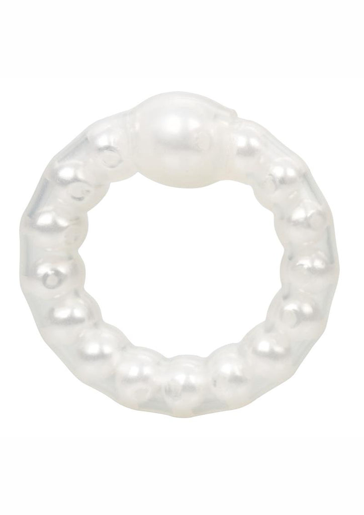 Pearl Beaded Prolong Silicone Cock Ring - White