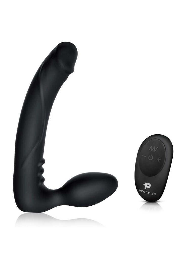 Pegasus Silicone Rechargeable Strapless Strap-On with Remote Control - Black - 7in
