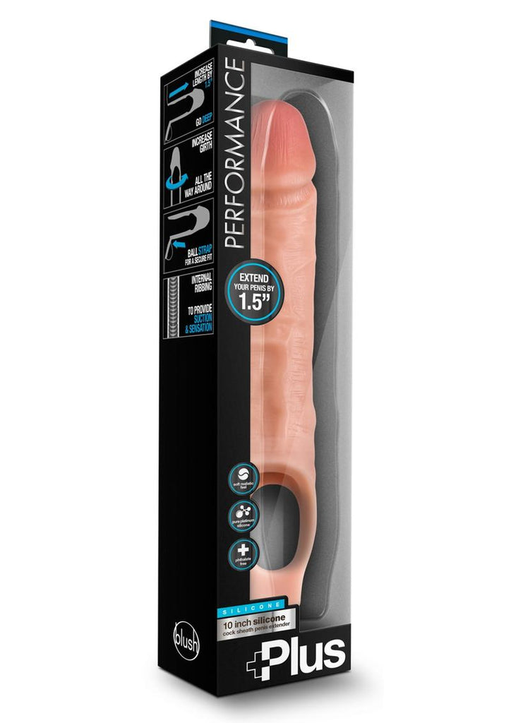 Performance Plus Silicone Cock Sheath Penis Extender - Flesh/Vanilla - 10in