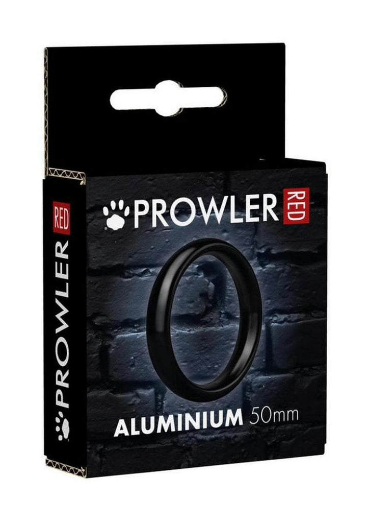 Prowler Red Aluminum Cock Ring - Black/Metal - 50mm