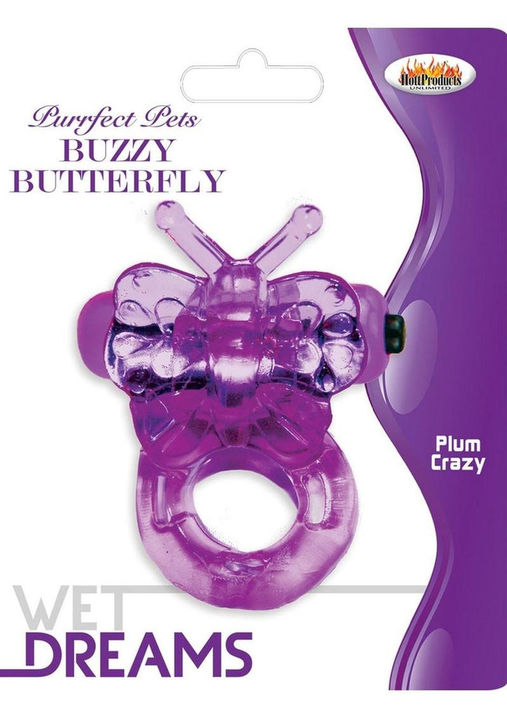 Purrfect Pets Buzzy Butterfly Silicone Stimulator with Vibrating Bullet - Purple