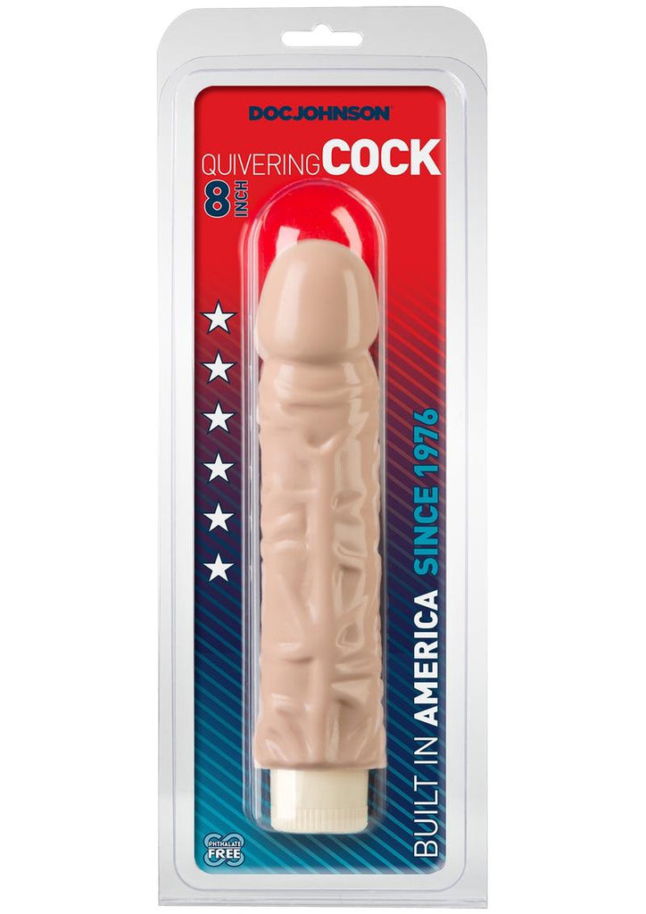 Quivering Cock Vibrating Dildo - Flesh/Vanilla - 8in