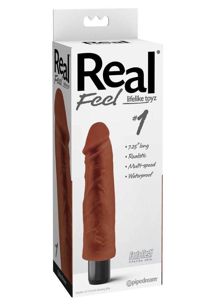 Real Feel Lifelike Toyz No. 1 Realistic Vibrating Dildo - Brown/Chocolate - 7.5in