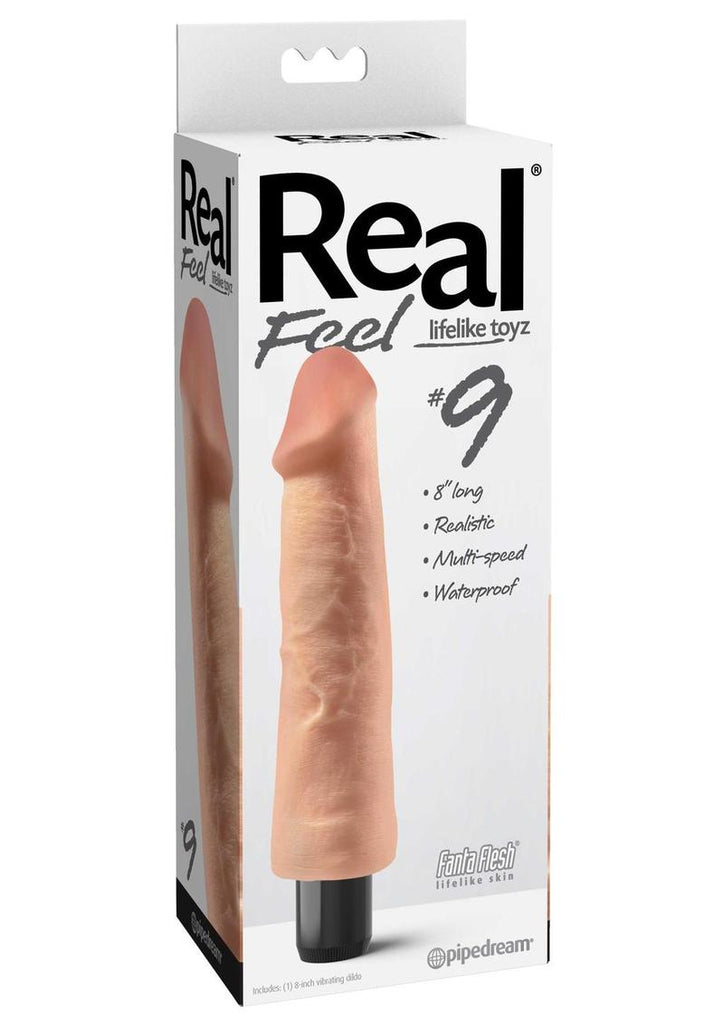 Real Feel Lifelike Toyz No. 9 Realistic Vibrating Dildo - Flesh/Vanilla - 9in