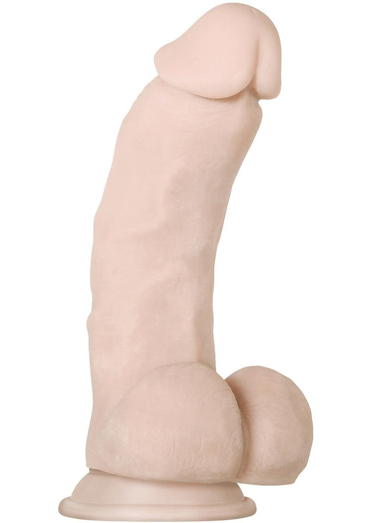 Real Supple Girthy Poseable Dildo with Balls - Flesh/Vanilla - 8.5in