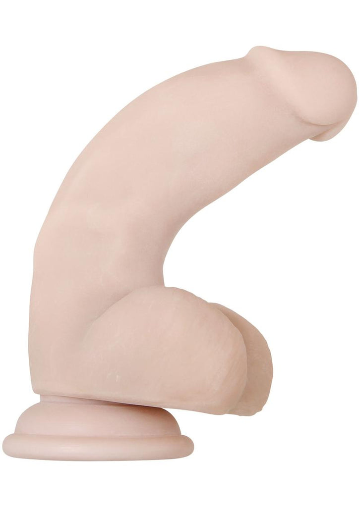 Real Supple Poseable Dildo with Balls - Flesh/Vanilla - 7in