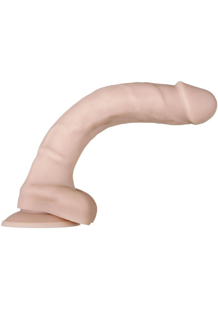 Real Supple Poseable Silicone Dildo with Balls - Flesh/Vanilla - 10.5in