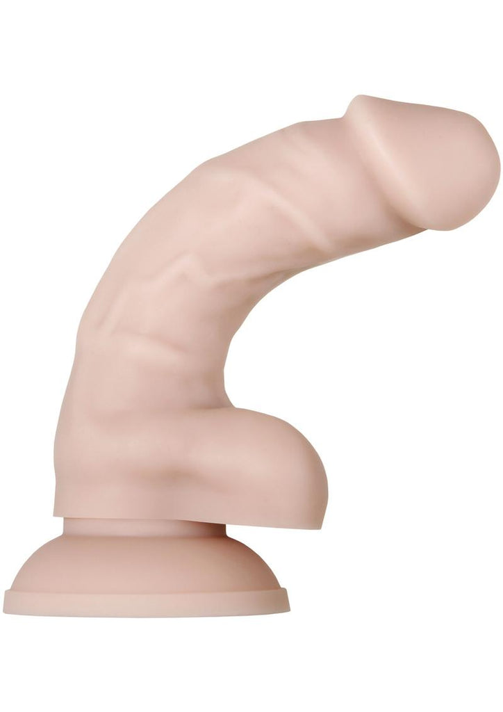 Real Supple Poseable Silicone Dildo with Balls - Flesh/Vanilla - 6in