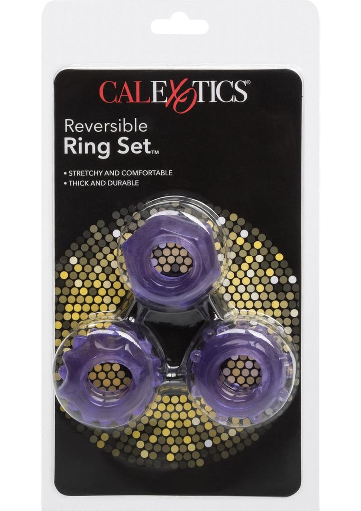 Reversible Ring Set Silicone Cock Ring - Purple - 3 Piece Set