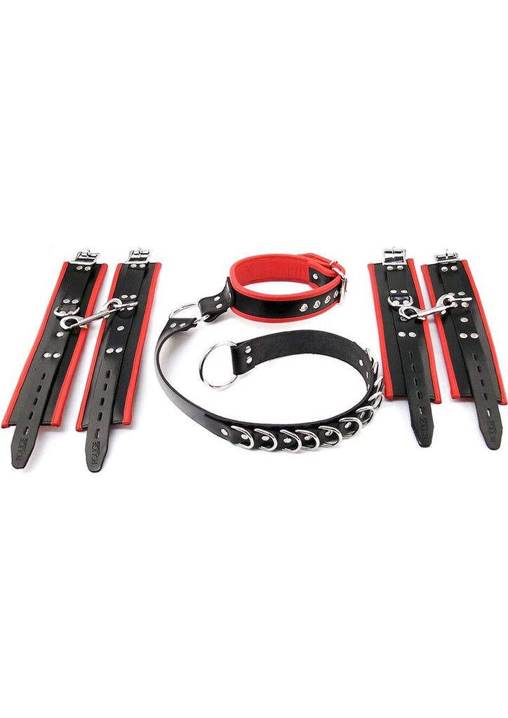 Rouge Leather Adjustable D Ring Hogtie - Black/Multicolor/Red