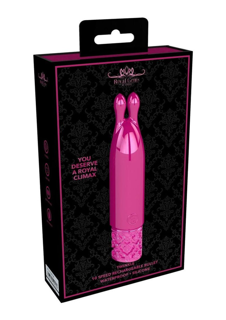 Royal Gems Twinkle Silicone Rechargeable Bullet - Pink